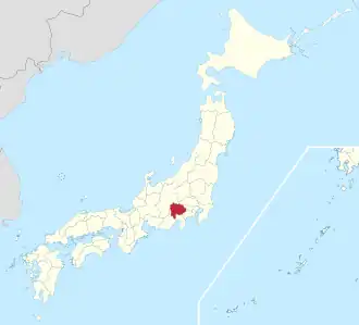 Lage der Präfektur Yamanashi in Japan