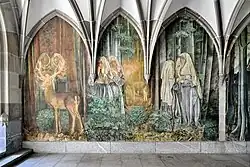 Fresken von Paul Bodmer im Kreuzgang des Fraumünsters in Zürich