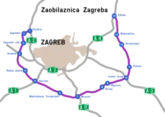 Übersichtskarte Neuer Autobahnring Zagreb