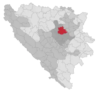 Lage der Gemeinde Zavidovići in Bosnien und Herzegowina (anklickbare Karte)
