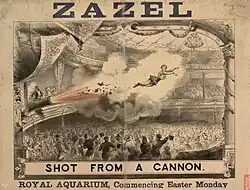 Plakat für die „Menschliche Kanonenkugel“ im Royal Aquarium