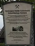 Gedenktafel an Zeche Holstein