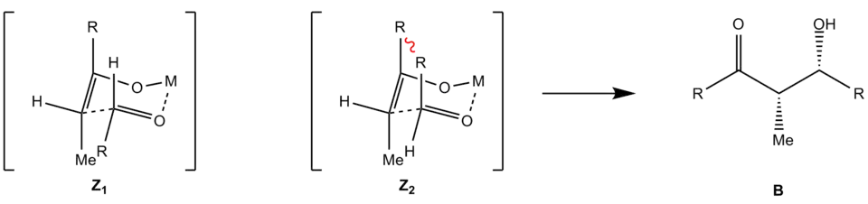 Anordnung des Z-Enolats
