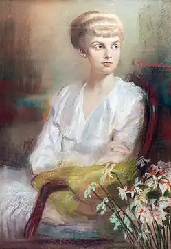 Porträt einer jungen Frau mit Narzissen