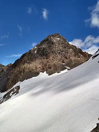 Der Gipfelaufbau der Zufrittspitze von Südwesten