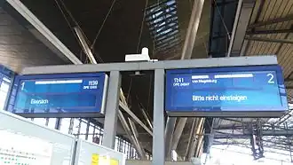 DPE (Sonderzug) auf Zugzielanzeiger in&nbsp;Erfurt Hbf