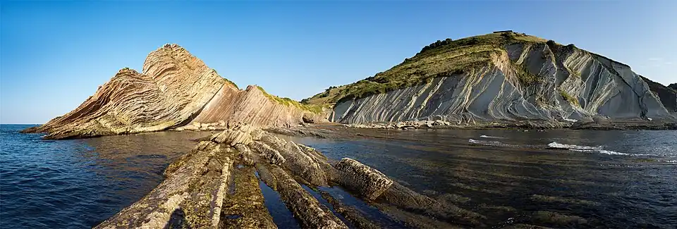 Flyschformation am Strand von Algorri bei Zumaia