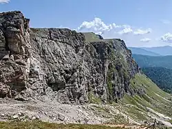 Die aus Trias-Dolomit aufgebaute Zunderwand des Predigerstuhls.