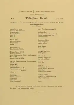 Ca. 50 Namen und Firmen sind in zwei Spalten aufgelistet.