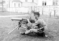 Das Zielfernrohr wird auf das Maschinengewehr montiert, 1914–1918 Mitrailleur Unteroffiziersschule / Division 3