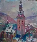 Kirchturm St. Martin in Cochem, Öl auf Leinwand, 1919