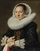 Frans Hals: Porträt einer Frau (Aeltje Dircksdr. Pater ?), 1638. Die Mühlsteinkrause wird in Holland noch lange geschätzt.