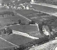 Bastion Liebfrauenbuckel auf einer Luftaufnahme von 1957, links angeschnitten die Liebfrauenkirche