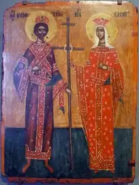 Ikone der hll. Konstantin und Helena, 16.&nbsp;Jahrhundert (Museum für byzantinische Kultur, Thessaloniki)
