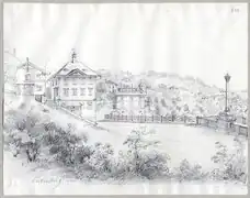 Villa Streichenberg, Zeichnung von Johann Jacob Rietmann (1862)