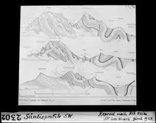 Säntisprofile, Süd-West, 1922, Reprofotografie von Glasdiapositiv, ETH Zürich, Bibliothek