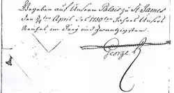 Final paragraph of a handwritten document dated 3/14 April 1750, date given according Julian/Gregorian calendars