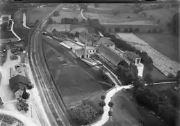 Bahnhof und Spinnerei (Luftbild ca. 1918–1937)