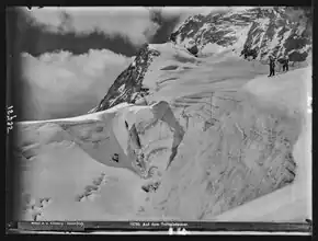 Bergsteiger­seilschaft am Triftgletscher