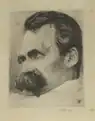Hans Olde: Kleiner Nietzsche-Kopf (1900), Radierung, Thielska galleriet, Stockholm